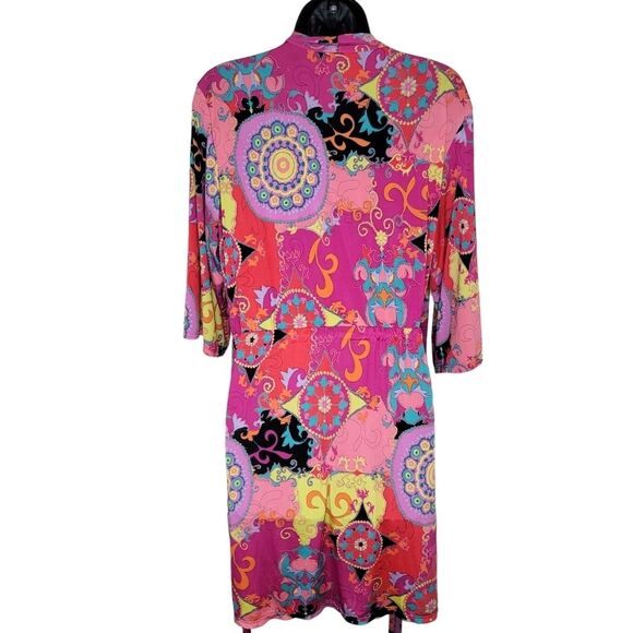 Josie NATORI Pink Multi Hollywood Boho Wrap/Robe Size Medium - Picture 3 of 10